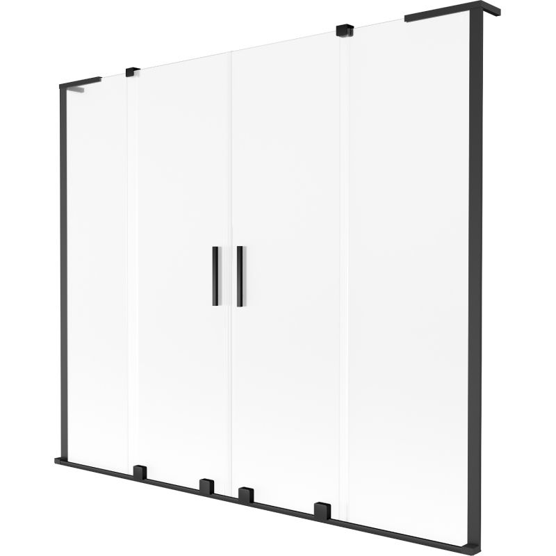 Mexen Velar L Duo bathtub screen 2-panel sliding 200 x 150 cm, frosted, black - 896-200-003-32-70