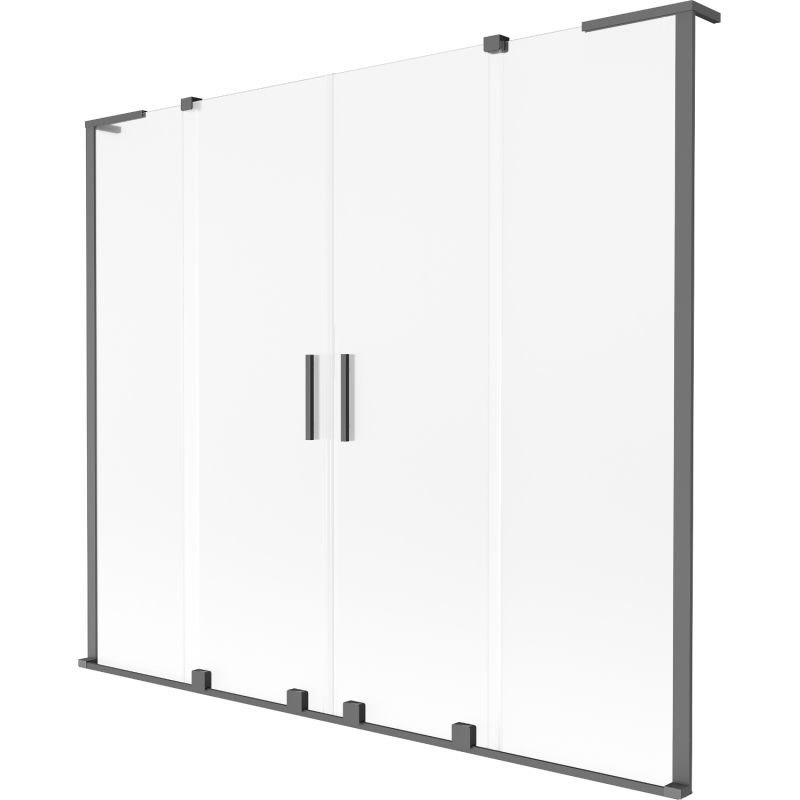 Mexen Velar L Duo 2-panel sliding bathtub screen 200 x 150 cm, frost, gun metal - 896-200-003-32-95