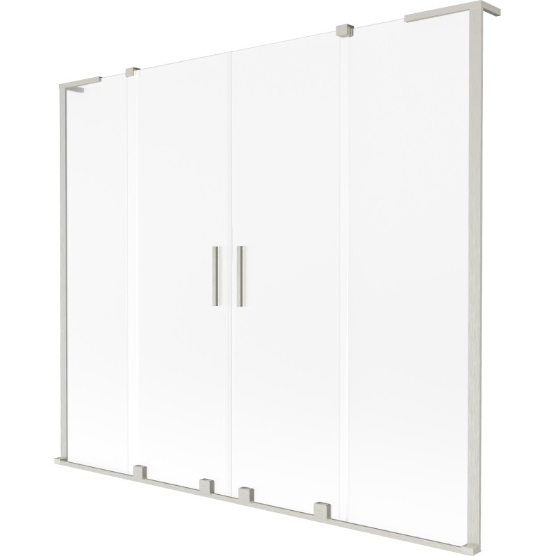 Mexen Velar L Duo Bath Screen 2-Panel Sliding 200 x 150 cm, Frosted, Brushed Nickel - 896-200-003-32-97