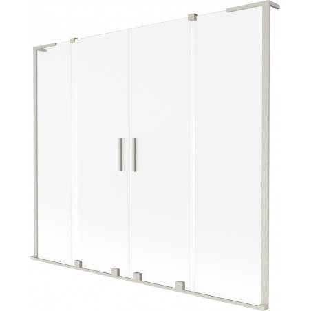 Mexen Velar L Duo Bath Screen 2-Panel Sliding 200 x 150 cm, Frosted, Brushed Nickel - 896-200-003-32-97