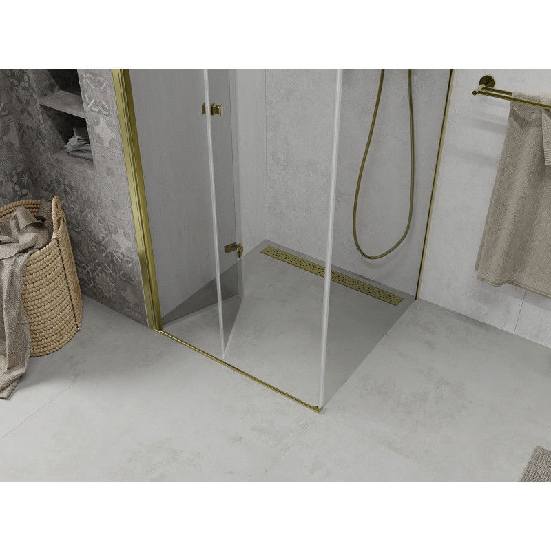 Mexen Lima 100 x 100 cm Folding Shower Enclosure, Transparent, Gold - 856-100-100-50-00