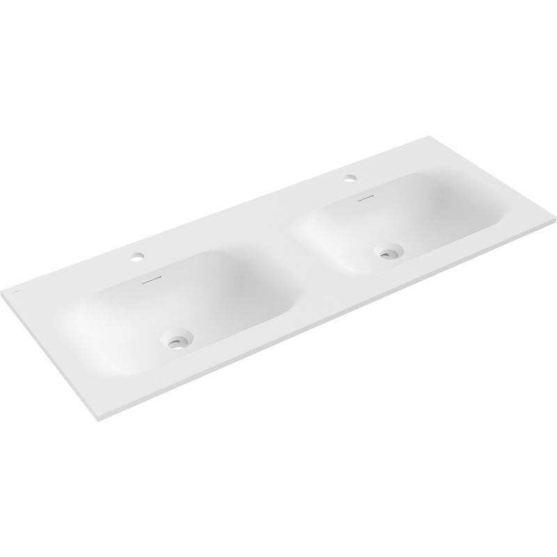 Mexen Vela double countertop sink 121 x 46.5 cm, white matte - 25231201D