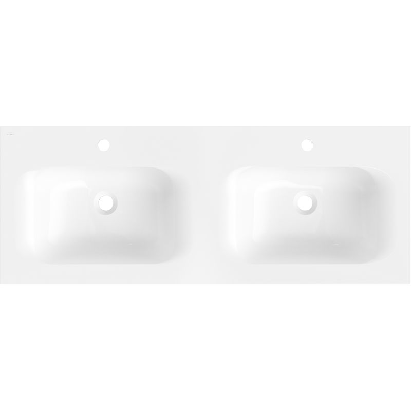 Mexen Vela countertop recessed double washbasin 121 x 46.5 cm, white gloss - 25231200D