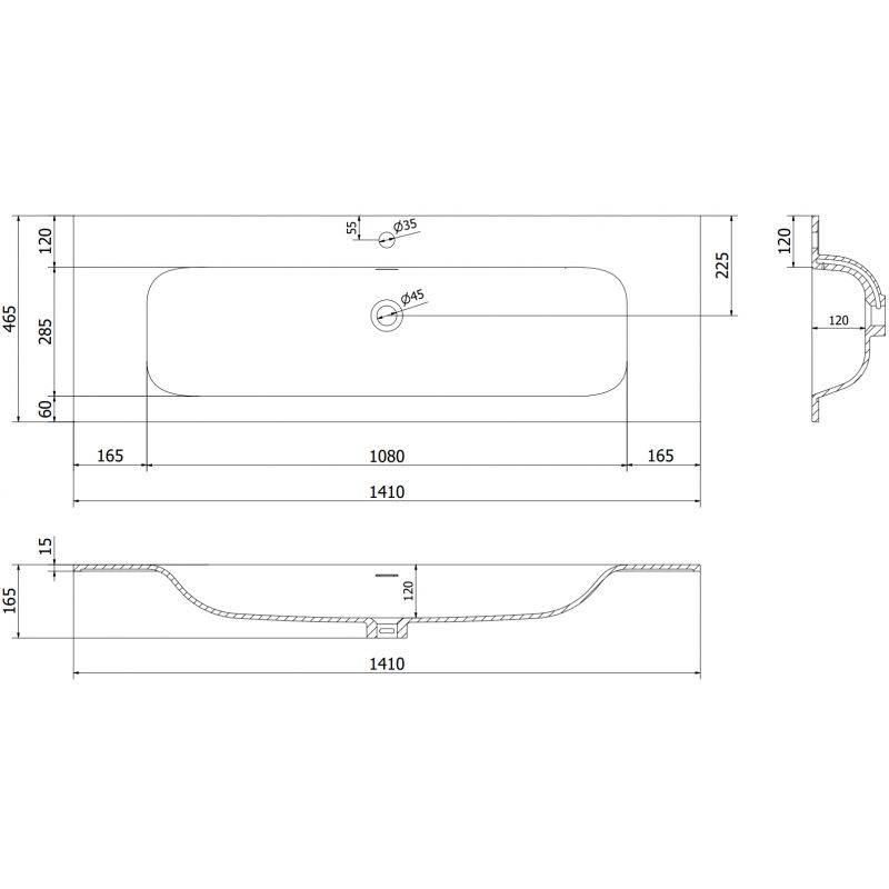 Mexen Vela countertop washbasin 141 x 46.5 cm, white gloss - 25231400