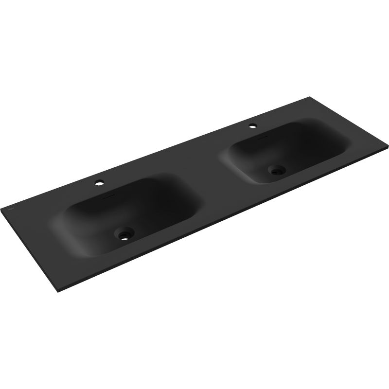 Mexen Vela double countertop washbasin 141 x 46.5 cm, matte black - 25231471D