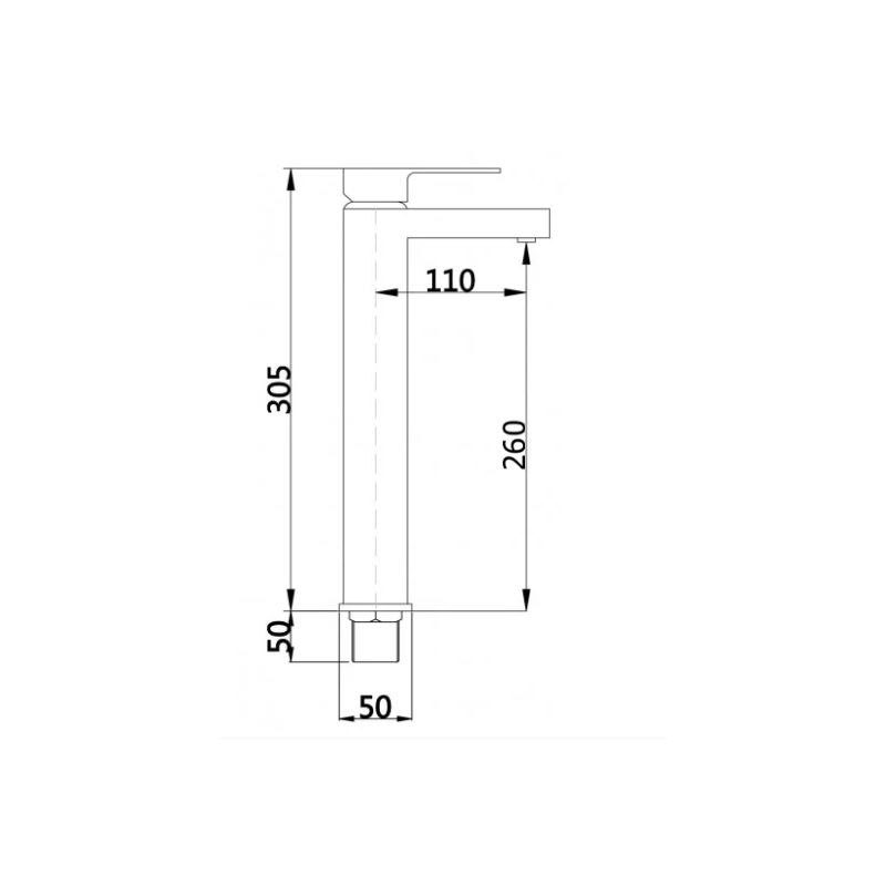 Mexen Cube tall bathroom sink tap, black - 72910-70