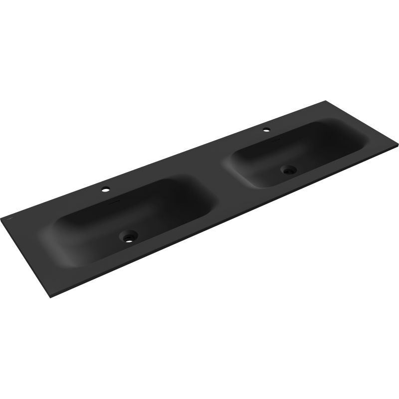 Mexen Vela double countertop sink 161 x 46.5 cm, matte black - 25231671D