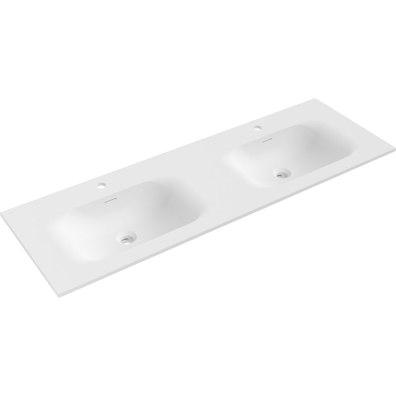 Mexen Vela double countertop sink 141 x 46.5 cm, matte white - 25231401D