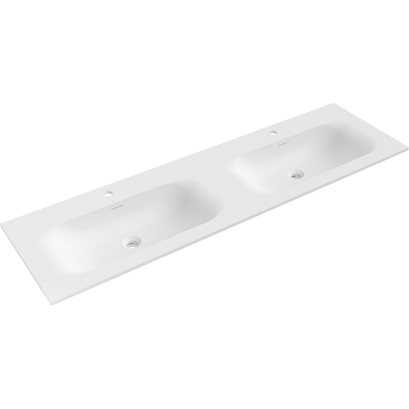 Mexen Vela built-in double countertop sink 161 x 46.5 cm, white matte - 25231601D