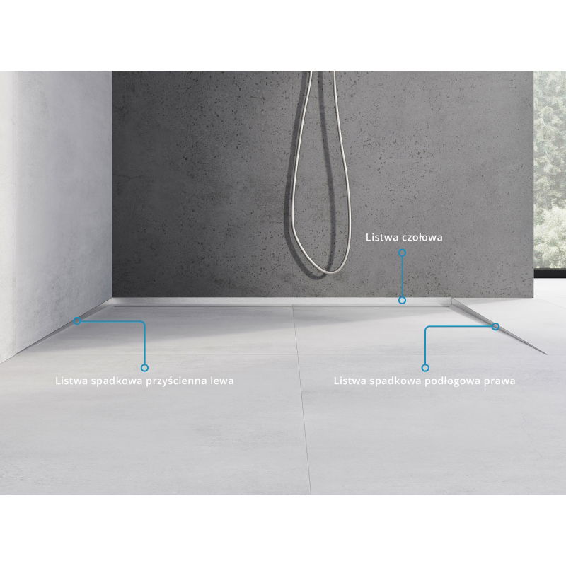 Mexen Line-B floor edge trim 120 cm right, inox - 181001120R