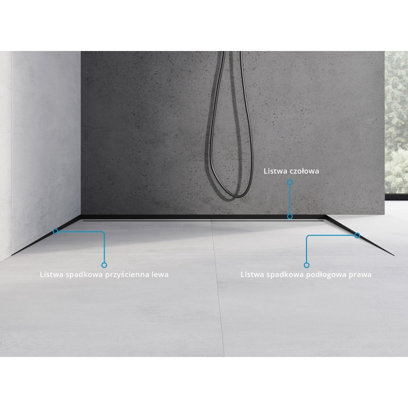 Mexen Line-B 120 cm Right Floor Slope Strip, Black - 187001120R