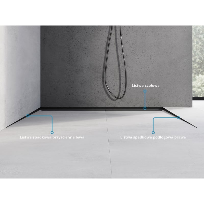 Mexen Line-B Floor Drop Moulding 120 cm Right, Black - 187001120R
