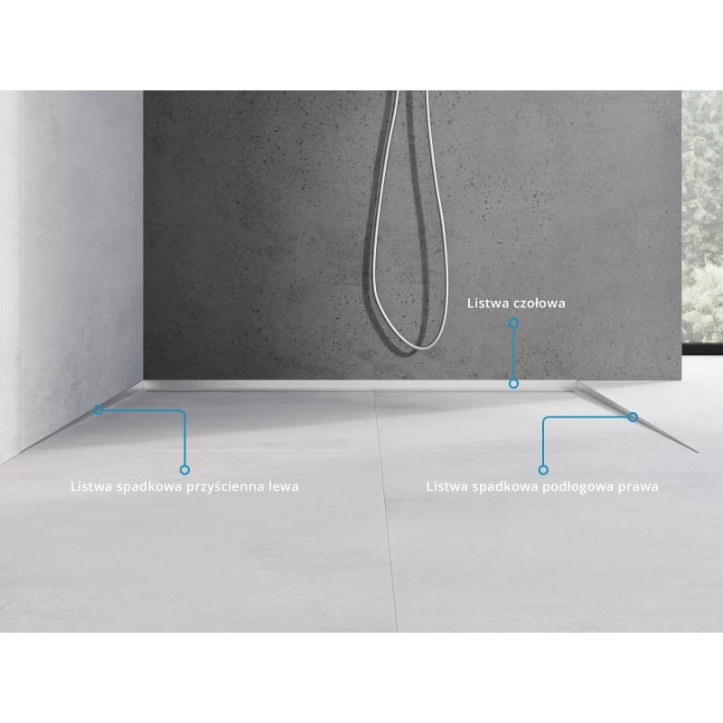 Mexen Line-B floor slope strip 180 cm right, inox - 181001180R