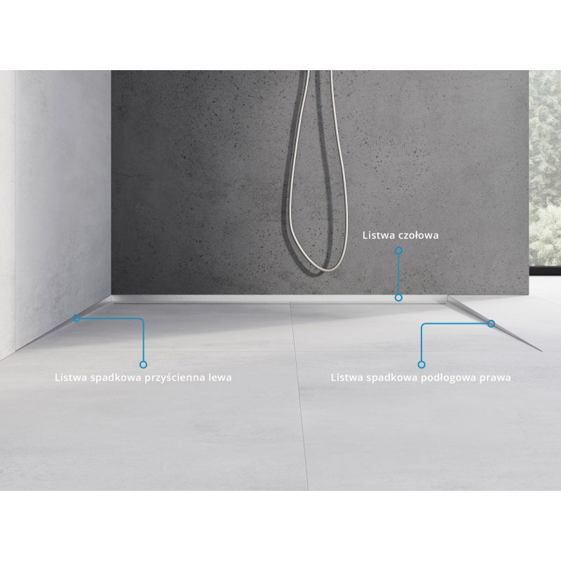 Mexen Line-B floor sloped strip 180 cm right, inox - 181001180R