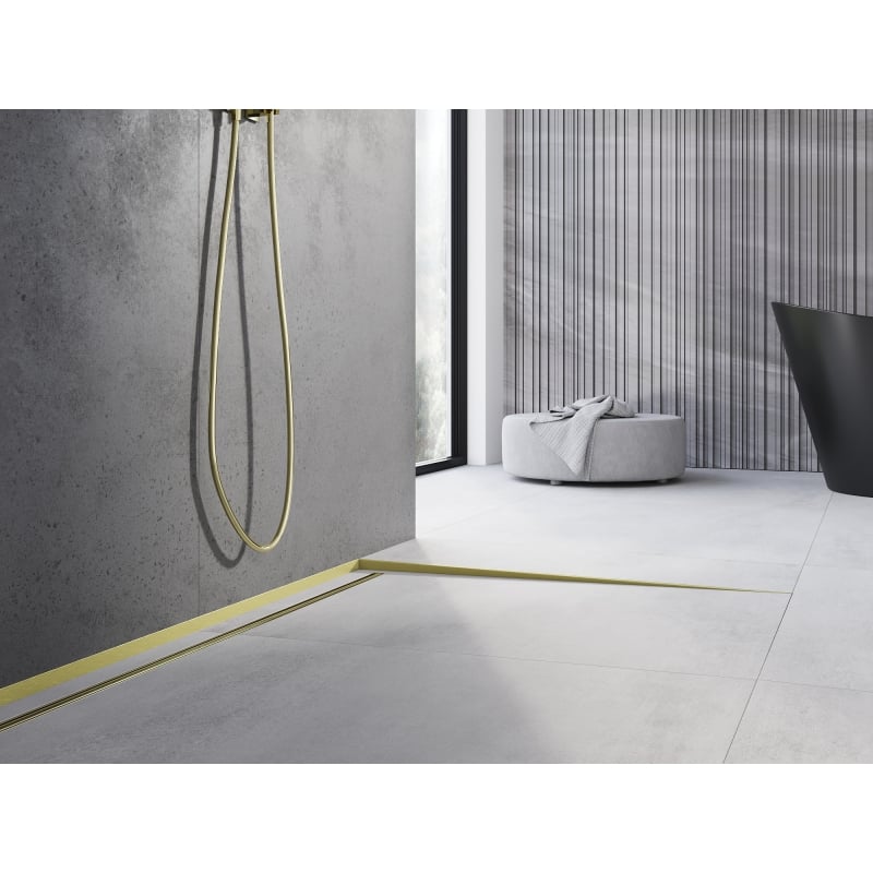 Mexen Line-B 180 cm right floor sloping strip, brushed gold - 185501180R