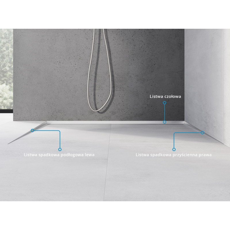 Mexen Line-B 120 cm left floor slope strip, inox - 181001120L