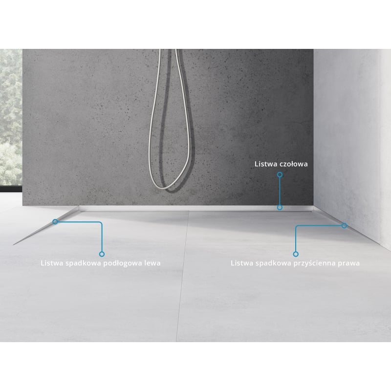 Mexen Line-B floor gradient strip 120 cm left, inox - 181001120L