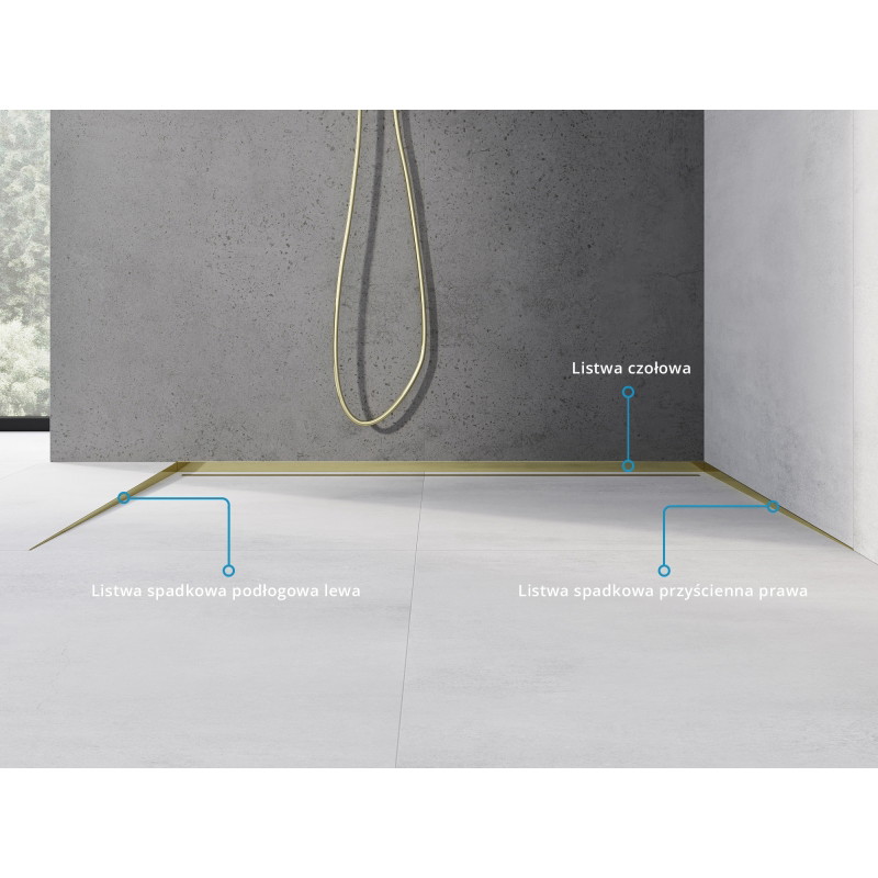 Mexen Line-B floor sloping strip 120 cm left, gold - 185001120L