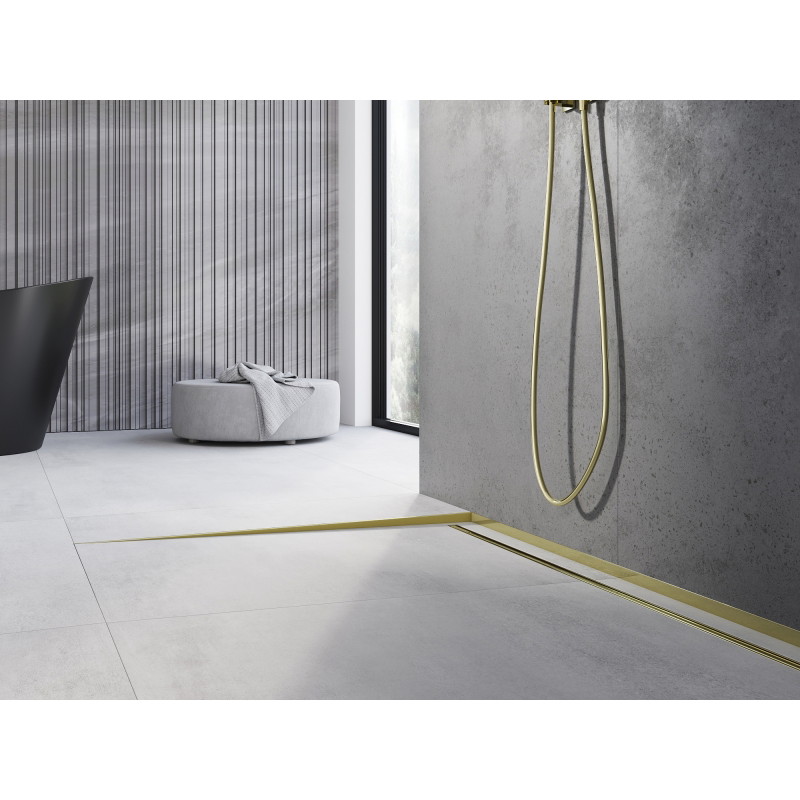 Mexen Line-B floor sloping strip 120 cm left, gold - 185001120L
