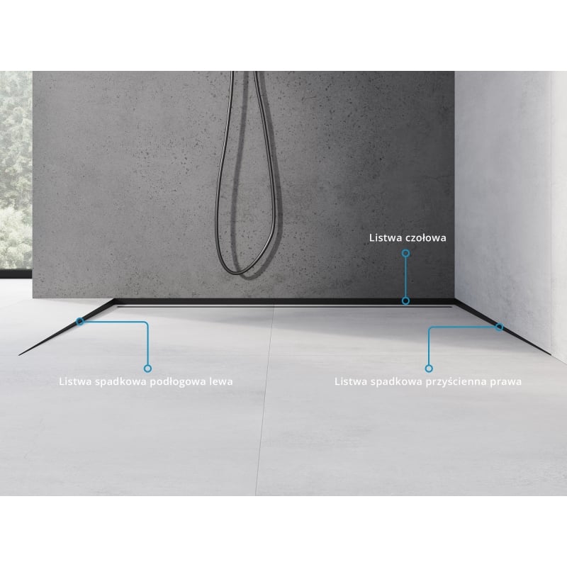 Mexen Line-B floor sloped strip 120 cm left, black - 187001120L