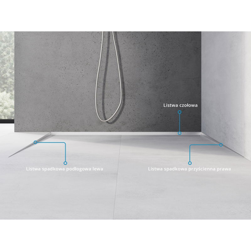 Mexen Line-B floor slope strip 180 cm left, inox - 181001180L