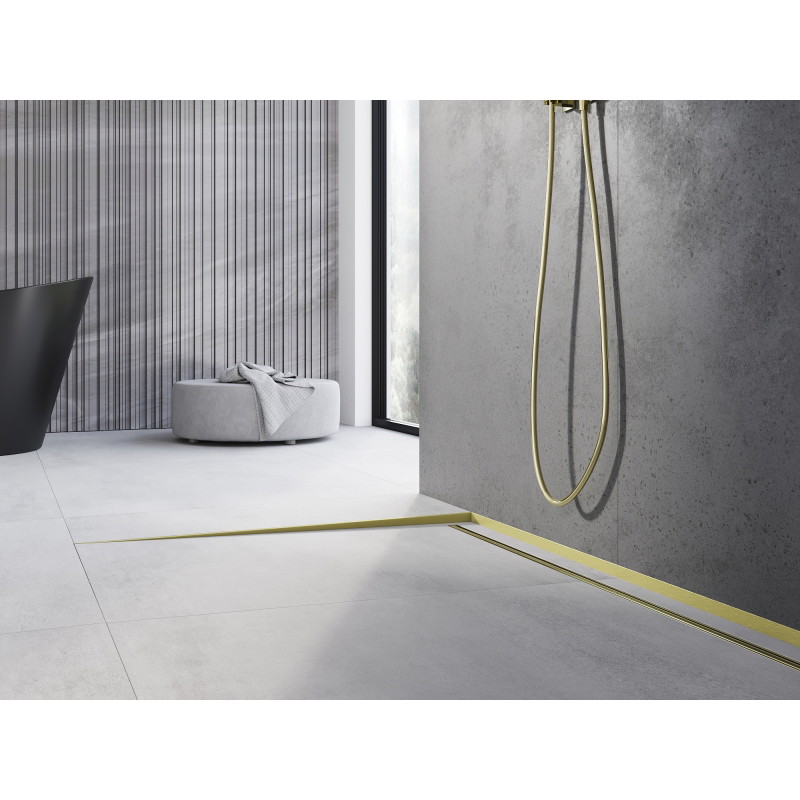 Mexen Line-B floor downward strip 180 cm left, brushed gold - 185501180L