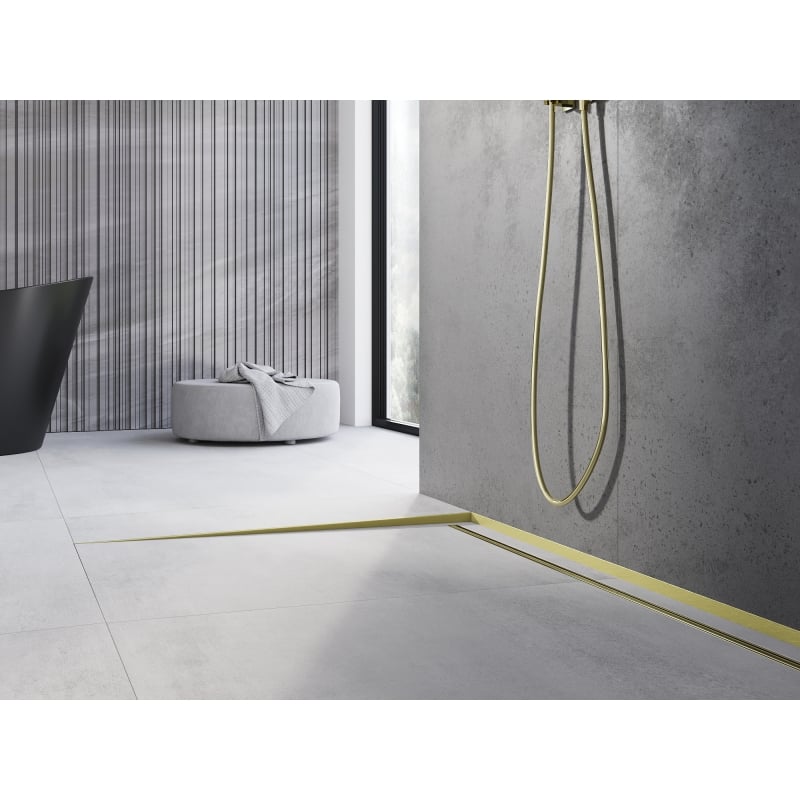 Mexen Line-B floor gradient trim 180 cm left, brushed gold - 185501180L