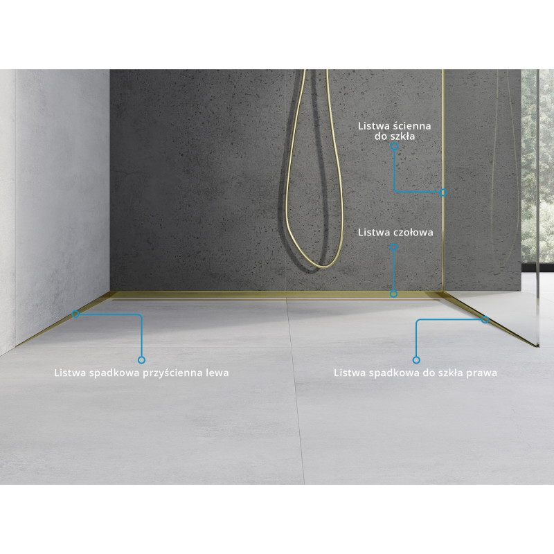 Mexen Line-B 120 cm wall-mounted sloping strip left, gold - 185002120L