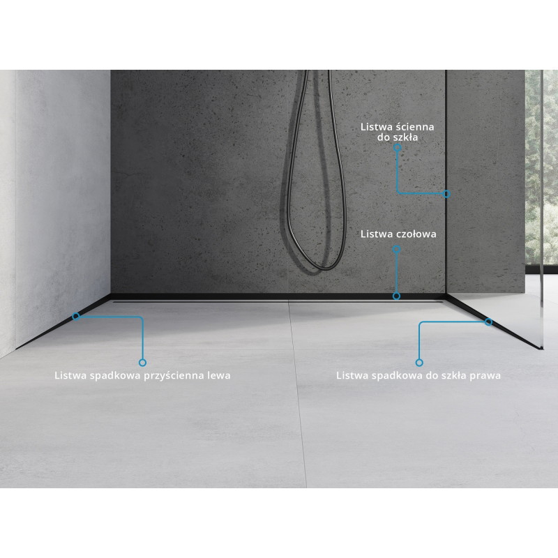Mexen Line-B 180 cm left wall-mounted drainage strip, black - 187002180L