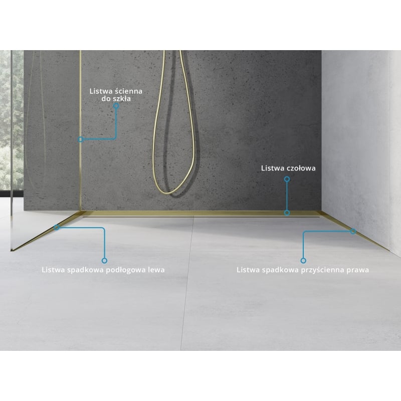 Mexen Line-B corner drainage strip 120 cm right, gold - 185002120R