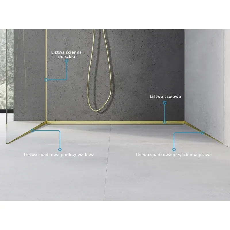 Mexen Line-B wall-mounted slope strip 120 cm right, brushed gold - 185502120R