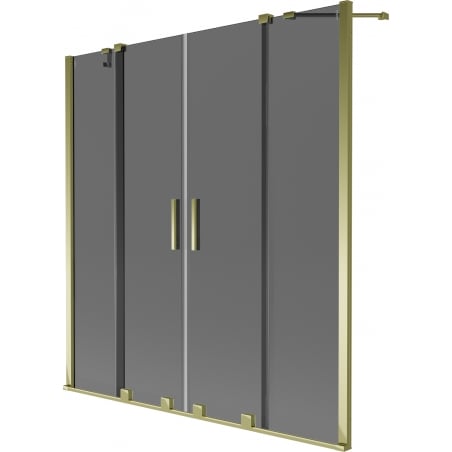Mexen Velar Duo 2-wing sliding bath screen 140 x 150 cm, graphite, gold - 896-140-000-42-50