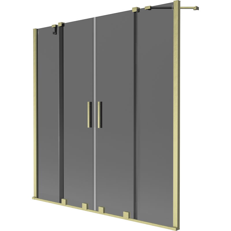 Mexen Velar Duo 2-panel sliding bathtub screen 140 x 150 cm, graphite, brushed gold - 896-140-000-42-55
