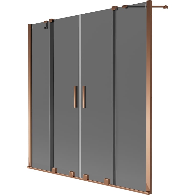 Mexen Velar Duo 2-panel sliding bath screen 140 x 150 cm, graphite, rose gold - 896-140-000-42-60