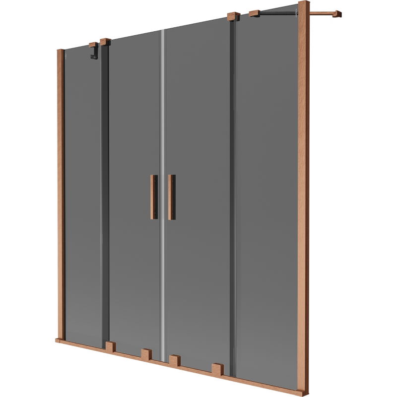 Mexen Velar Duo 2-panel sliding bathtub screen 140 x 150 cm, graphite, brushed copper - 896-140-000-42-65