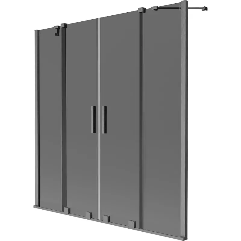 Mexen Velar Duo 2-panel sliding bath screen 140 x 150 cm, graphite, brushed gun gray - 896-140-000-42-66