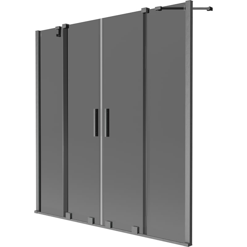 Mexen Velar Duo 2-wing sliding bathtub screen 140 x 150 cm, graphite, brushed gun gray - 896-140-000-42-66