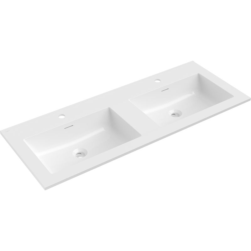 Mexen Otis countertop inset double washbasin 121 x 46.5 cm, white gloss - 25181200D
