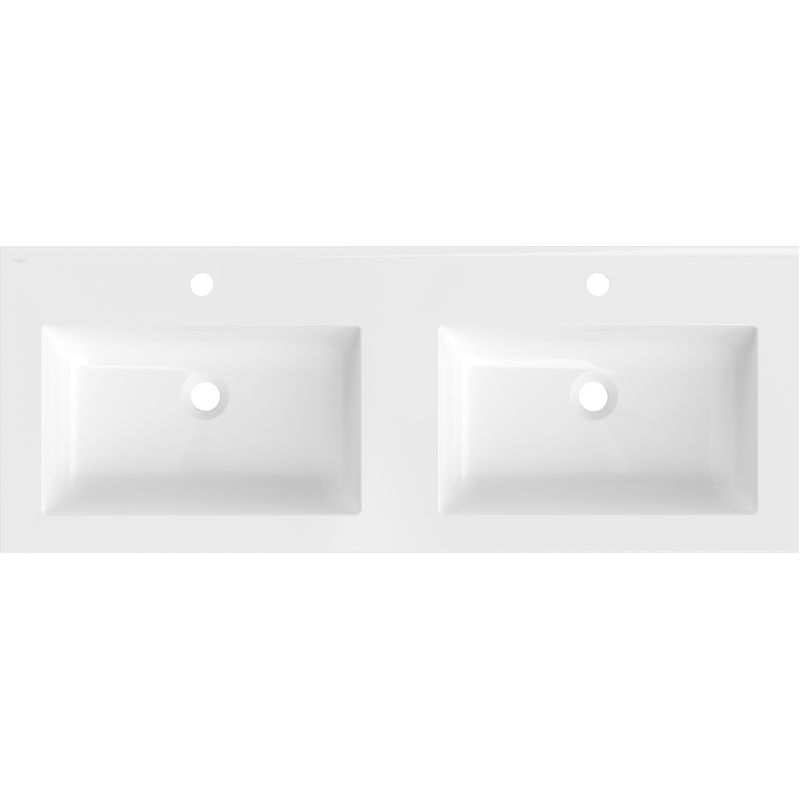 Mexen Otis countertop inset double washbasin 121 x 46.5 cm, white gloss - 25181200D