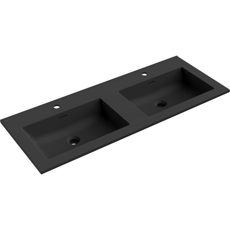 Mexen Otis double countertop washbasin 121 x 46.5 cm, black matte - 25181271D