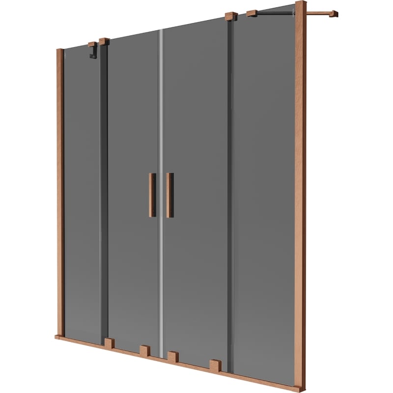 Mexen Velar Duo Two-winged Sliding Bathtub Screen 160 x 150 cm, Graphite, Brushed Copper - 896-160-000-42-65