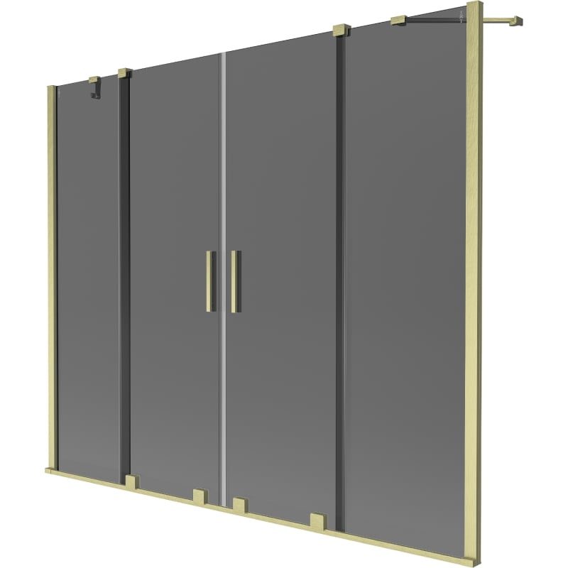 Mexen Velar Duo 2-panel retractable bath screen 170 x 150 cm, graphite, brushed gold - 896-170-000-42-55