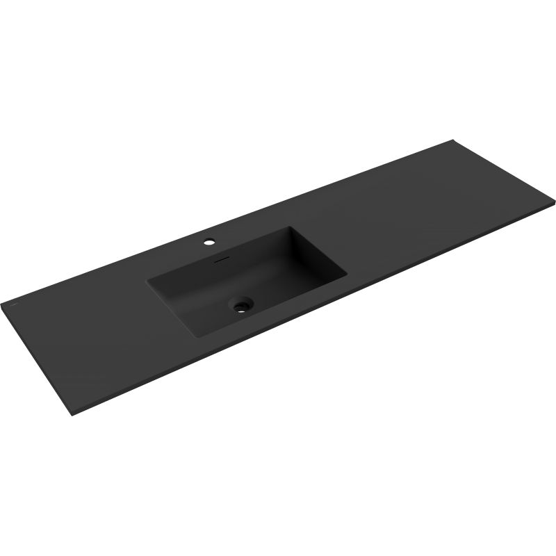 Mexen Otis countertop inset sink left 161 x 46.5 cm, matte black - 25181671L