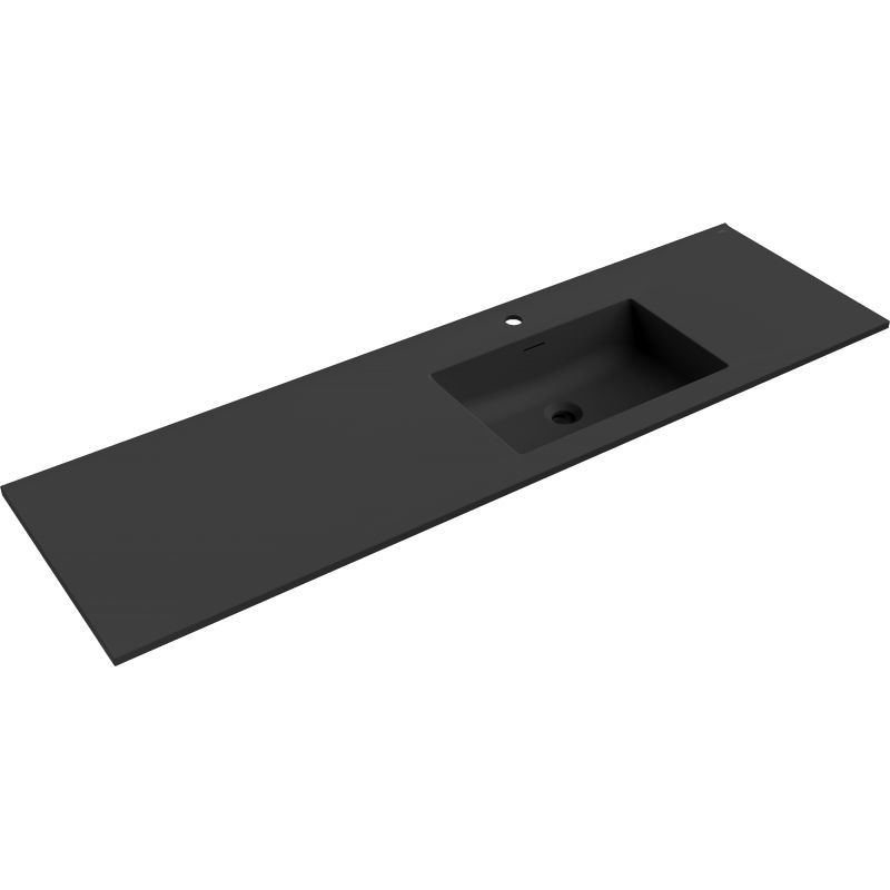 Mexen Otis countertop washbasin right 161 x 46.5 cm, matte black - 25181671P