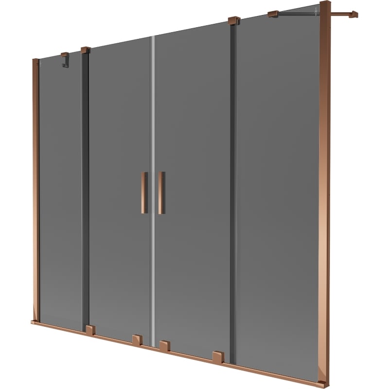 Mexen Velar Duo 2-Wing Sliding Bathtub Screen 190 x 150 cm, Graphite, Rose Gold - 896-190-000-42-60