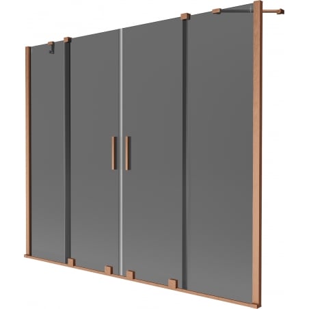 Mexen Velar Duo bath screen 2-wing sliding 190 x 150 cm, graphite, brushed copper - 896-190-000-42-65