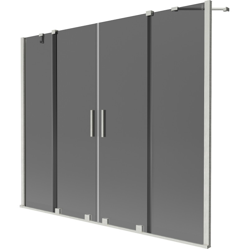 Mexen Velar Duo Bathtub Screen 2-Panel Sliding 190 x 150 cm, Graphite, Brushed Nickel - 896-190-000-42-97