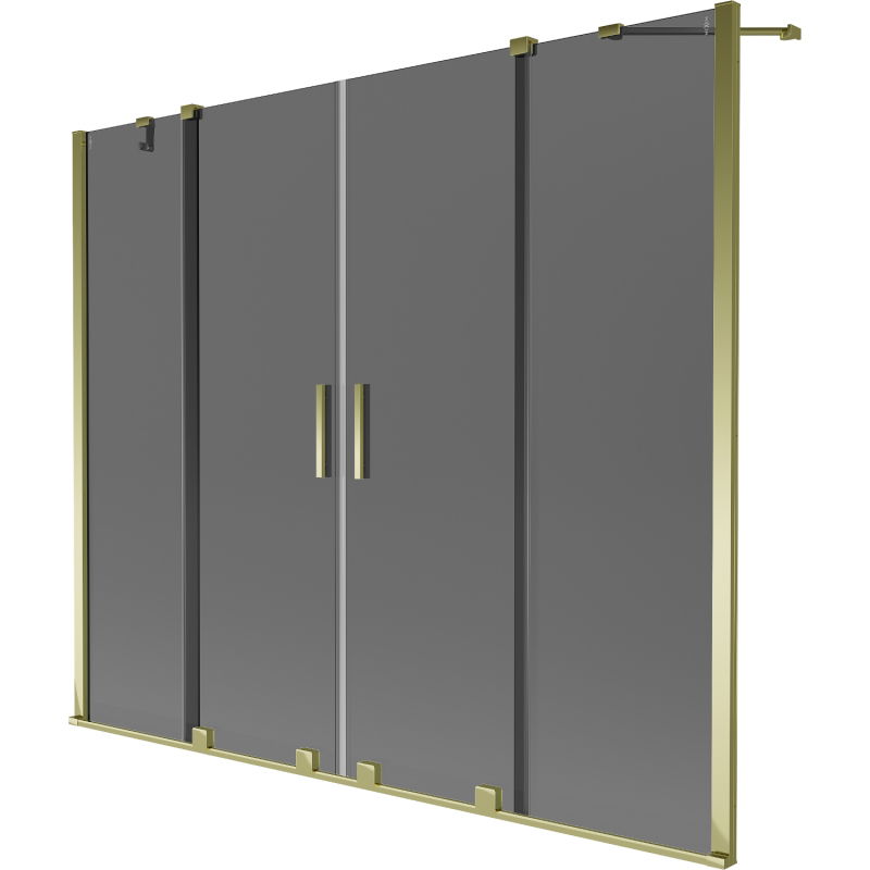 Mexen Velar Duo bathtub screen 2-panel sliding 200 x 150 cm, graphite, gold - 896-200-000-42-50