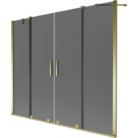 Mexen Velar Duo bathtub screen 2-panel sliding 200 x 150 cm, graphite, gold - 896-200-000-42-50