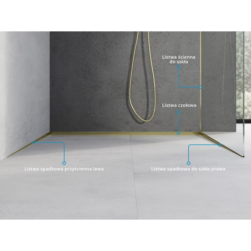 Mexen Line-B glass slope trim 180 cm right, gold - 185004180R